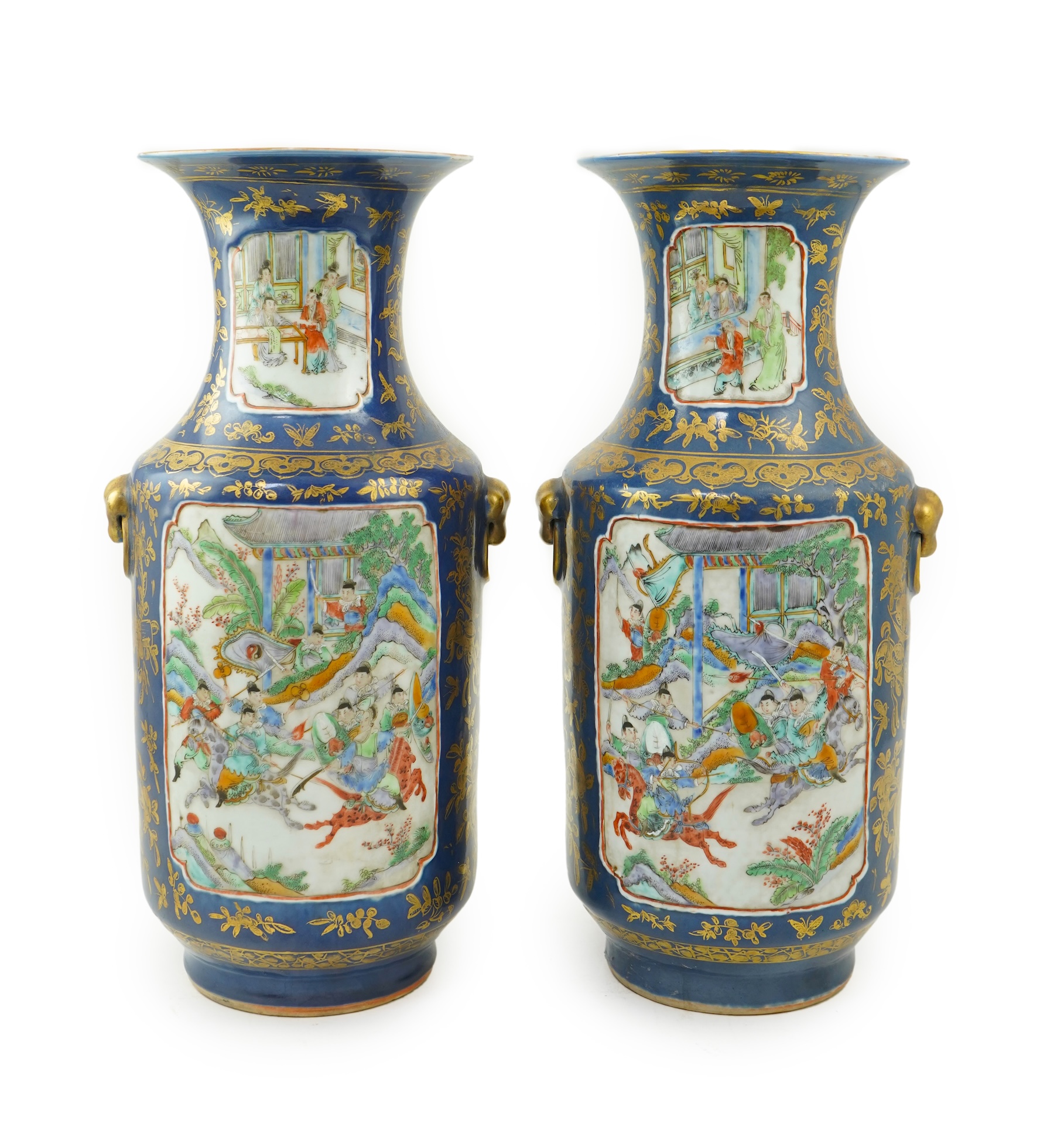 A pair of Chinese ‘warriors’ vases, early 20th century